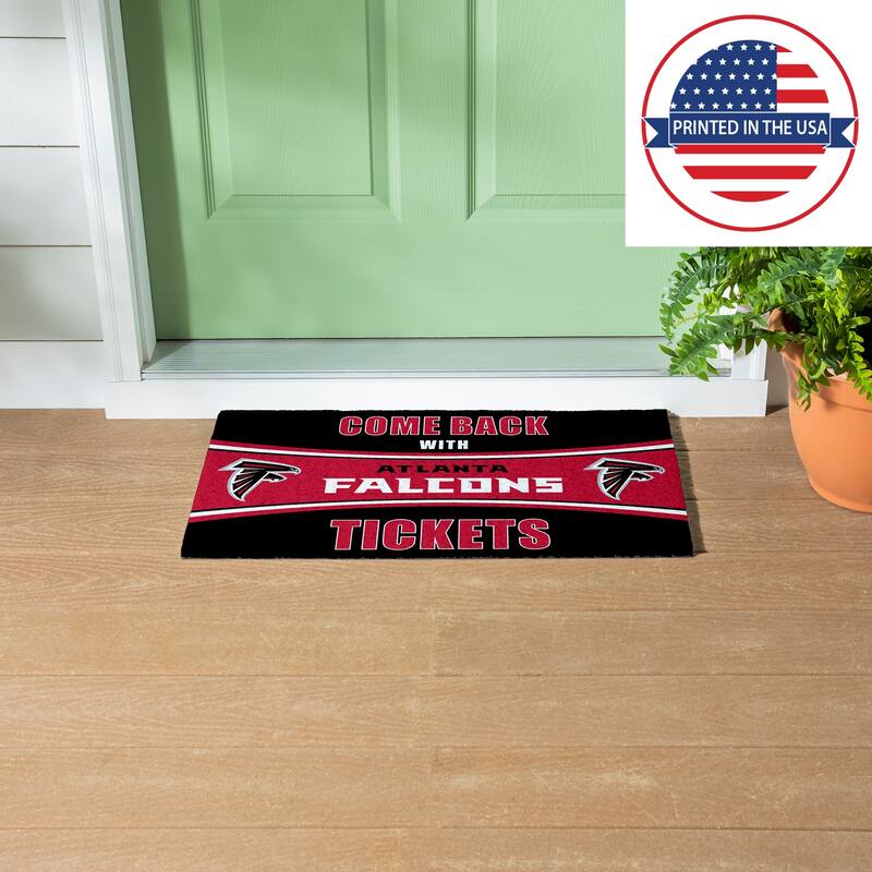 Atlanta Falcons 28 in. x 16 in. PVC "Come Back With Tickets" Trapper Door Mat