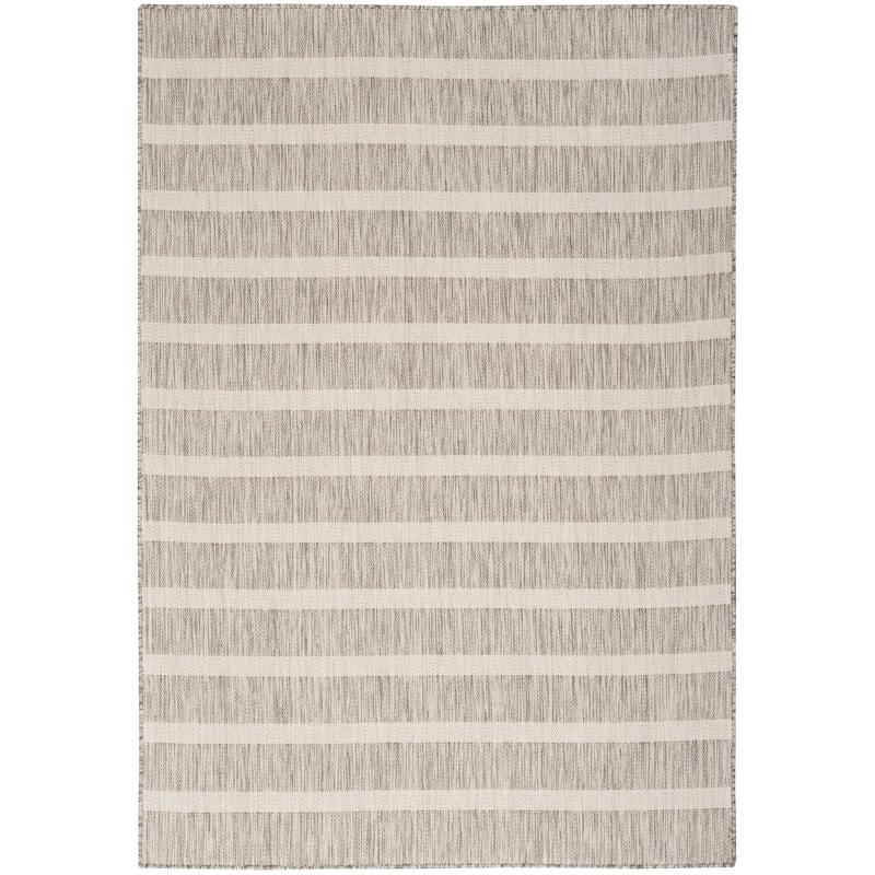 Nourison Selerno Indoor/Outdoor Striped Area Rug. - 4'x6' - Grey/Ivory