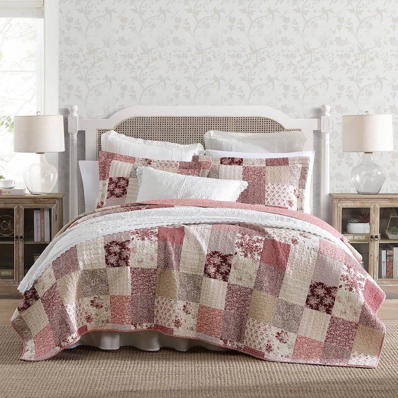 Laura Ashley Celina Patchwork Cotton Reversible Quilt Set