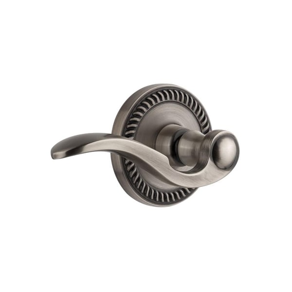 Grandeur NEWBEL_PRV_234_LH Newport Solid Brass Rose Left Handed Privacy Door Lever Set with Bellagio Lever and 2-3/4" Backset
