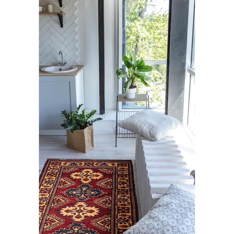 ECARPETGALLERY Hand-knotted Kargahi Red Wool Rug - 2'10 x 9'9
