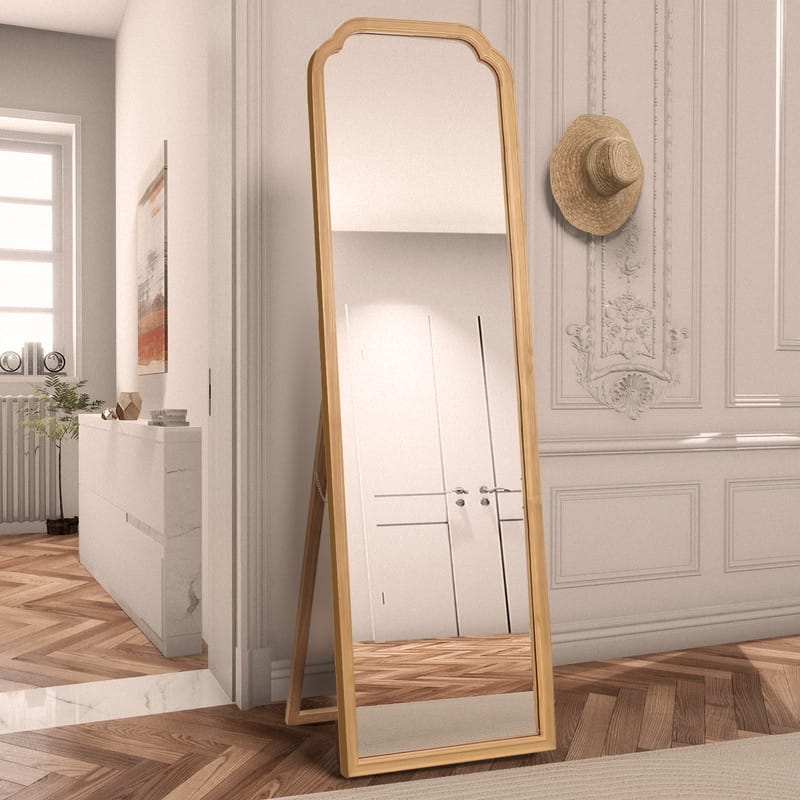 Arc Corner Square Floor Mirror - Natural Wood - 20"x65" - 20"x65" - Natural