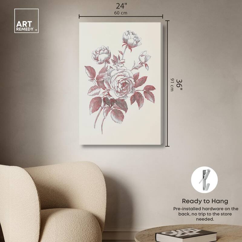 Breezy Red Pencil Blooms II Canvas by Art Remedy, Gallery Wrapped