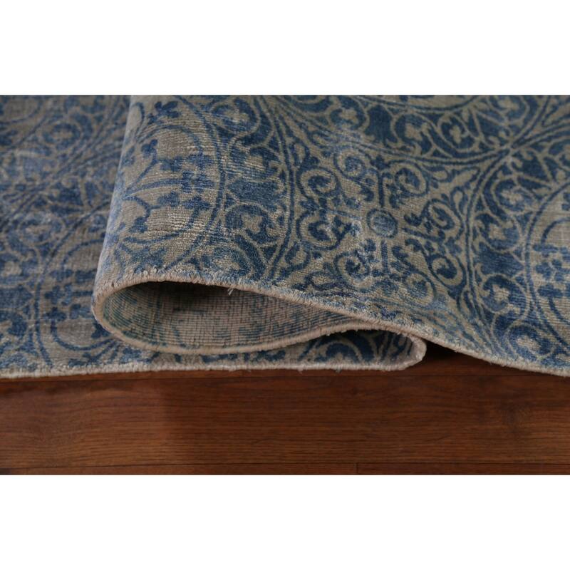 Handmade Wool & Silk Geometric Abstract Indian Area Rug - 8'5"x 11'4"