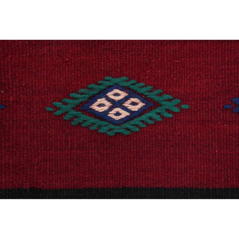 Hand Woven Oriental 100% Wool Carpet Southwestern Tribal Red Kilim Area Rug - 9' 4'' X 5' 4''