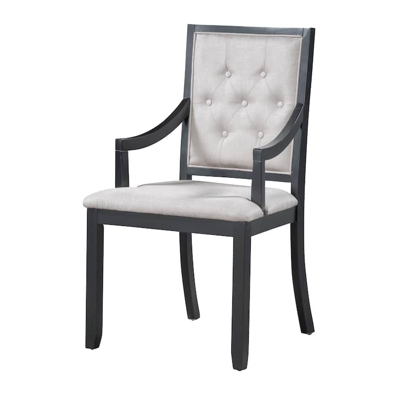 Roomfitters Extendable Oval Dining Table Set, 4 Upholstered Arm Chairs, 5-Piece Kitchen Furniture, Black Oak