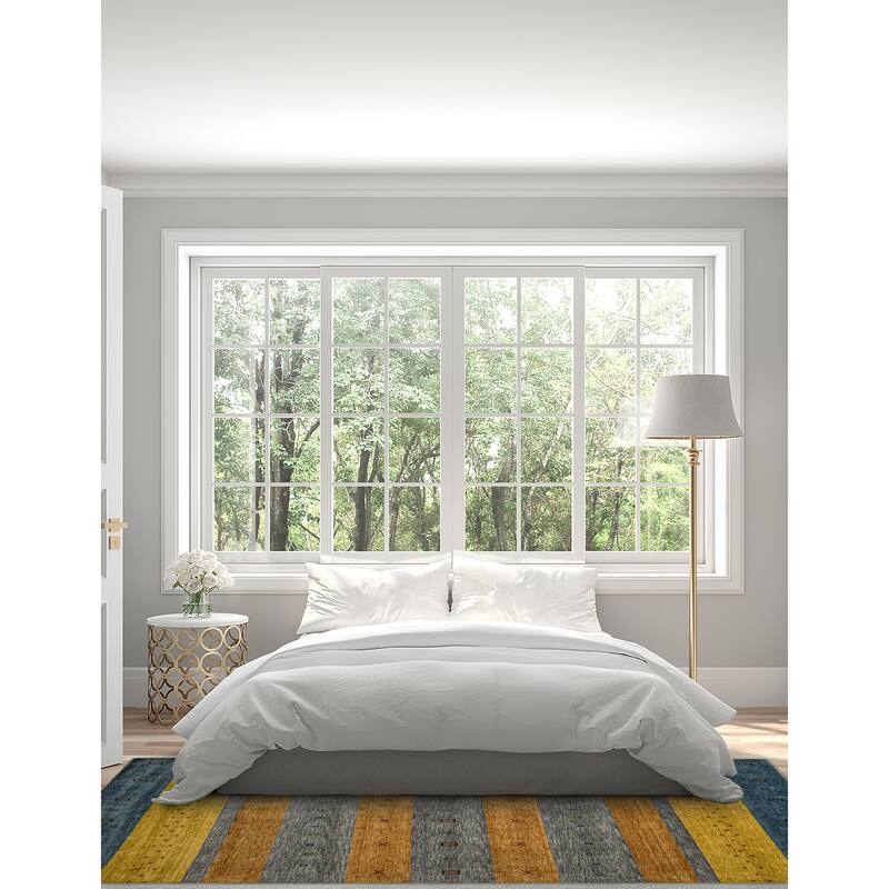 ECARPETGALLERY Hand Loomed Kashkuli Gabbeh Copper, Grey Wool Rug - 6'9 x 9'9