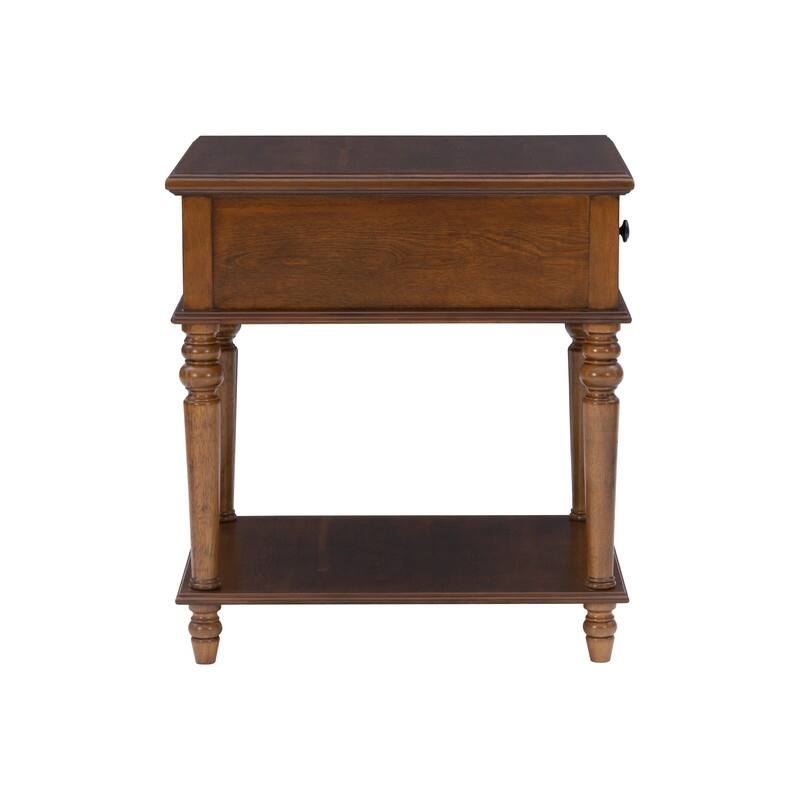 Linon Jowin Classic Wood Side Table with Storage