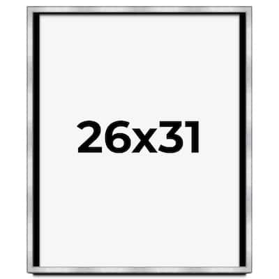 26x31 Shadow Box Frame Silver | 1.375 Inches Deep Real Wood