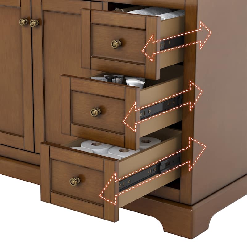 36/48/60 in. Bathroom Vanity in Wood with Ceramic Undermount Sink, Vanity with soft close Drawers