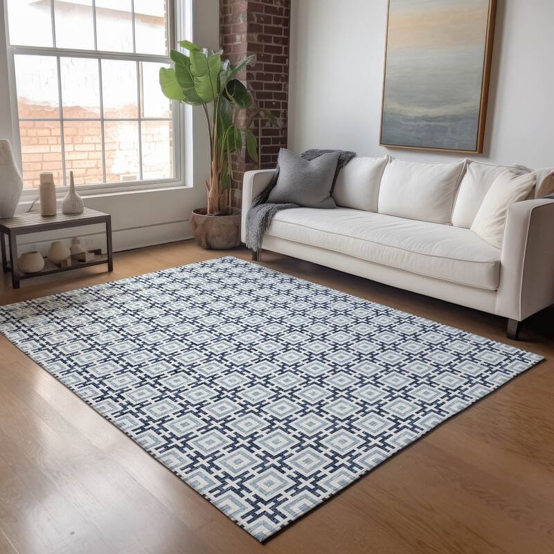 Premium Washable Super Soft Modern Mosaic Mayfield Rug - Navy - 2' 6" x 3' 10" - Rectangle