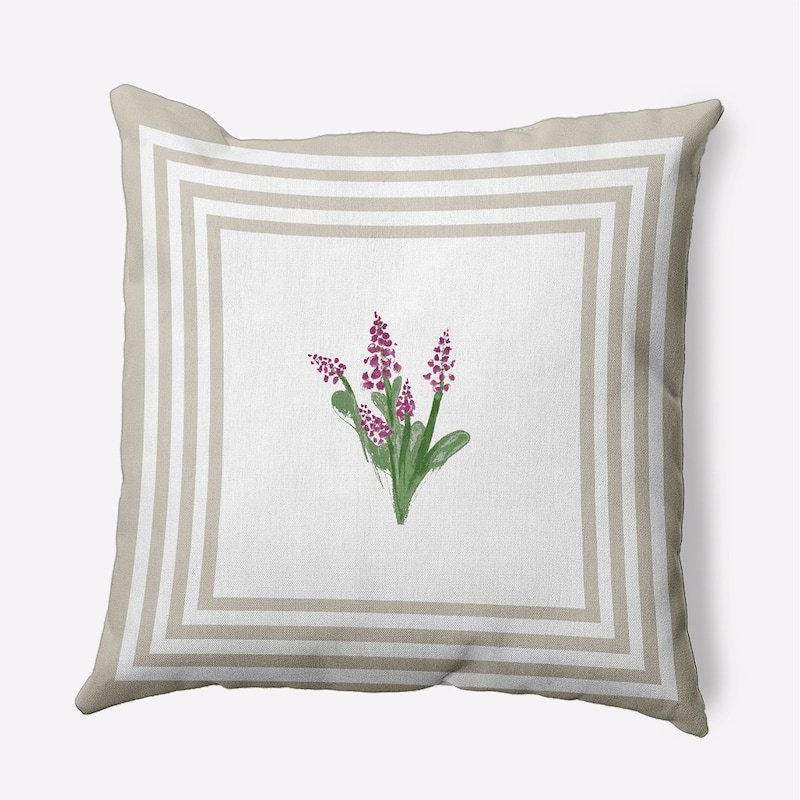 Framed Bouquets Decorative Throw Pillow - Oatmeal - 18" x 18"
