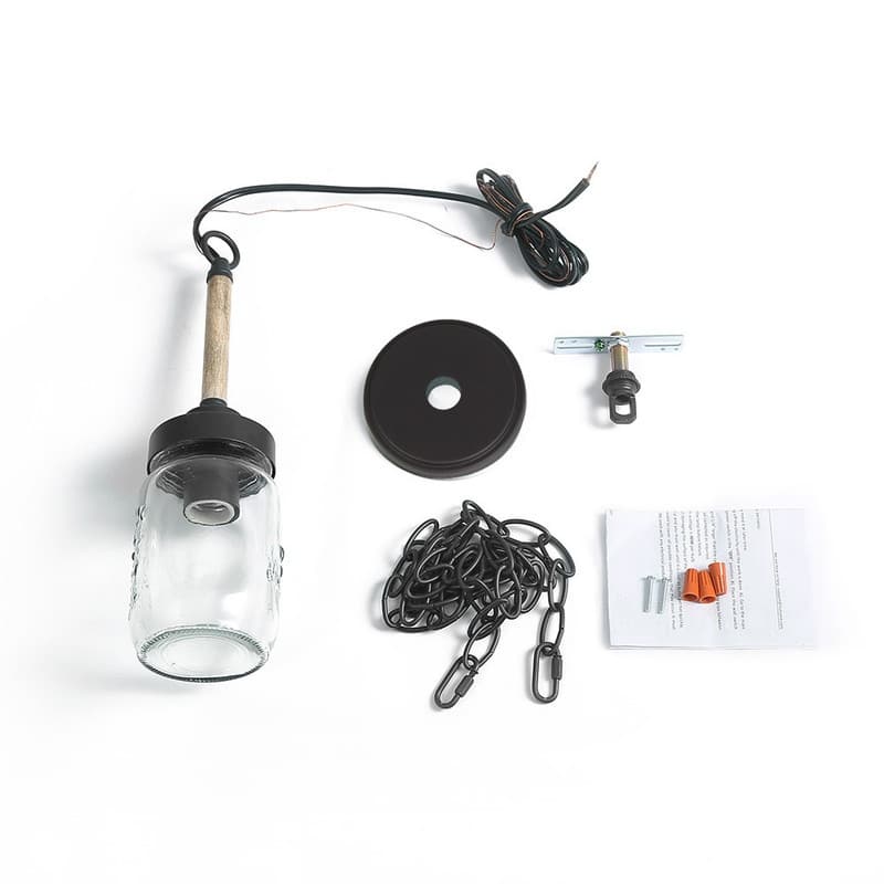 Farmhouse 1-Light Mini Mason Jar Glass Pendant Light for Kitchen Island - 4" D x 14.5" H