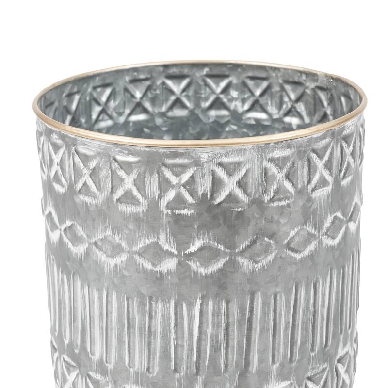 Aztec Grey Round Metal Planters with Gold Legs (Set of 2)