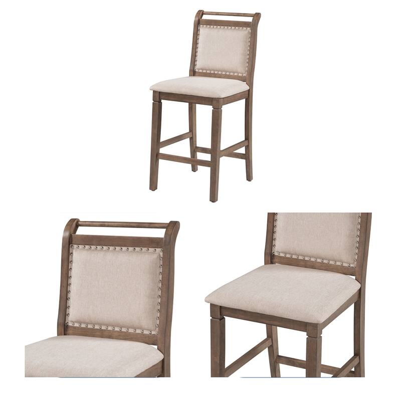 3 PCS Wood Counter Height Drop Leaf Dining Table Set w/2 Dining Chairs
