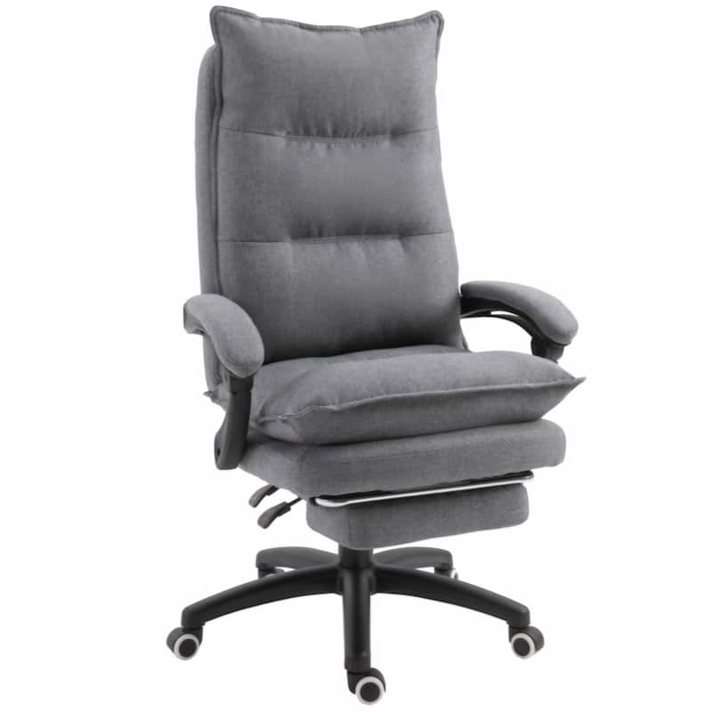 Vinsetto 360° Swivel Executive Home Office Chair Adjustable Height Linen Style Fabric Recliner,Grey - Grey