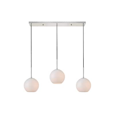 3-Light 36 inch Pendant with Frosted White Glass