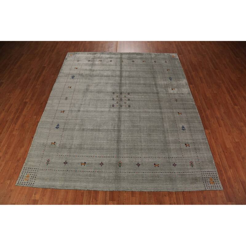 Gabbeh Oriental Area Rug Hand-Knotted Living Room Wool Carpet - 8'0" x 9'5"