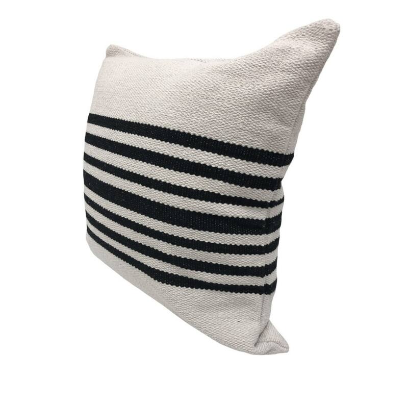 Handwoven Reversible Striped Square Throw Pillows - 22" - White and Black - Set of 4