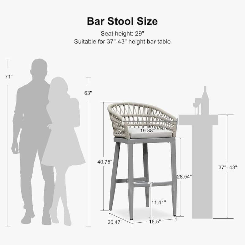 PURPLE LEAF Outdoor Dining Chairs Set of 2 Patio Bar Stools