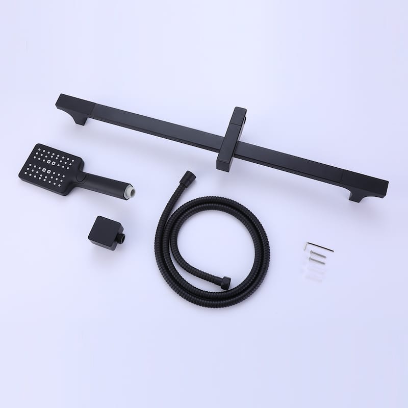 3-Way Square 23''-26''H Handheld Shower Black With Slide Bar