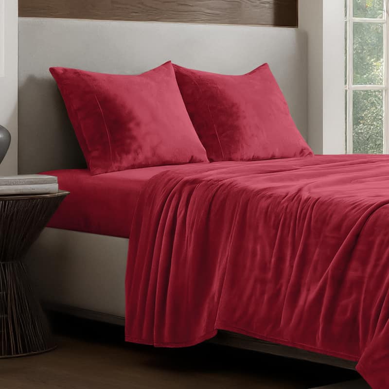 Bare Home Velvety Soft Microplush Sheet Set - King - Red