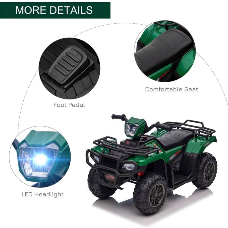 12V Kids Electric ATV with Comfortable Seat and Dashboard USB AUX Music and Safe Two-Speed - 34.6" L x 17.7" W x 19.7" H