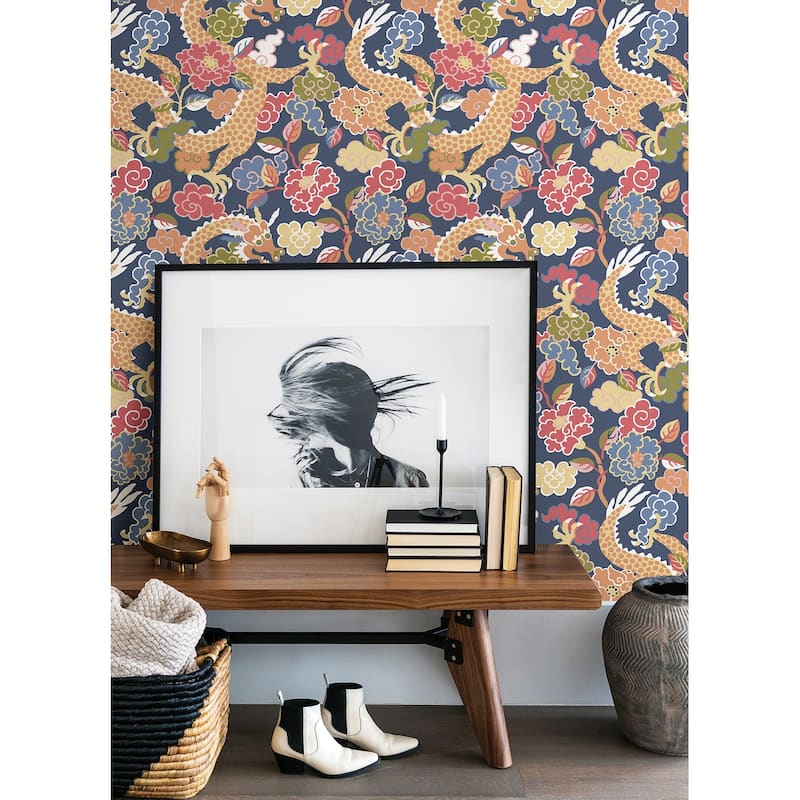 A-Street Prints Yanci Orange Dragon Wallpaper