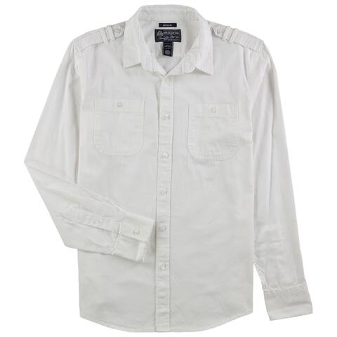 American Rag Mens Solid Button Up Shirt, White, Medium
