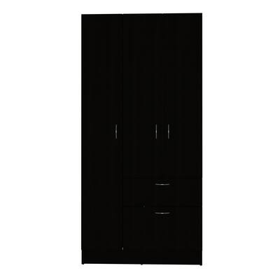 18.5" Modern Three-door Armoire with Spacious Drawer and Hanging Rod for Bedroom