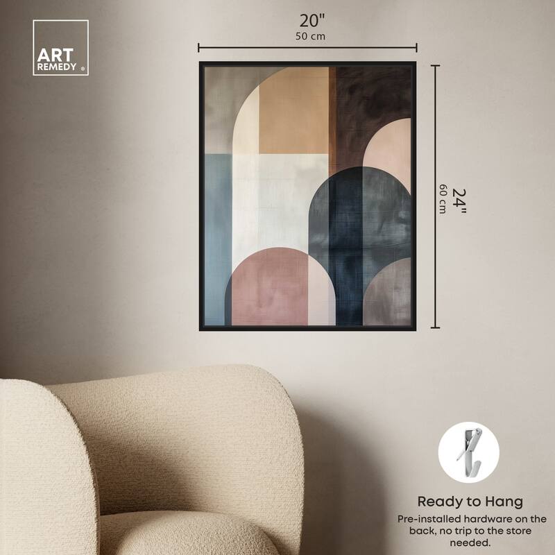 Art Remedy Lost In Transformation Framed Abstract Shapes 1 Piece Canvas Wall Art