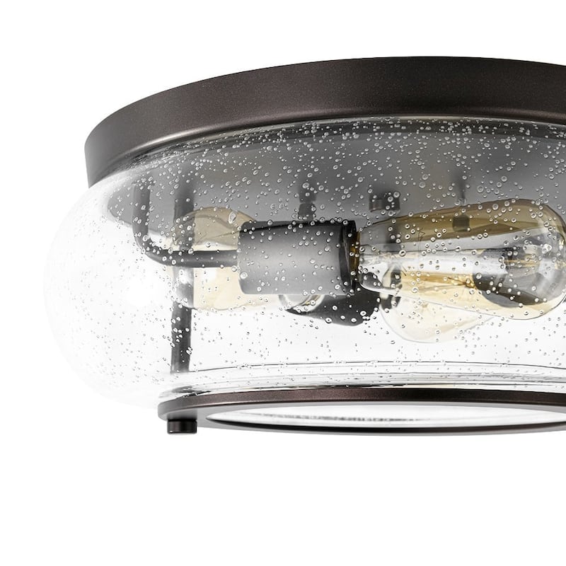 Oil Rubbed Bronze 3-Light Round Glass Flush Mount Ceiling Light