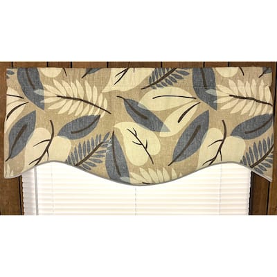 Lydia foliage bluel shaped valance with cord
