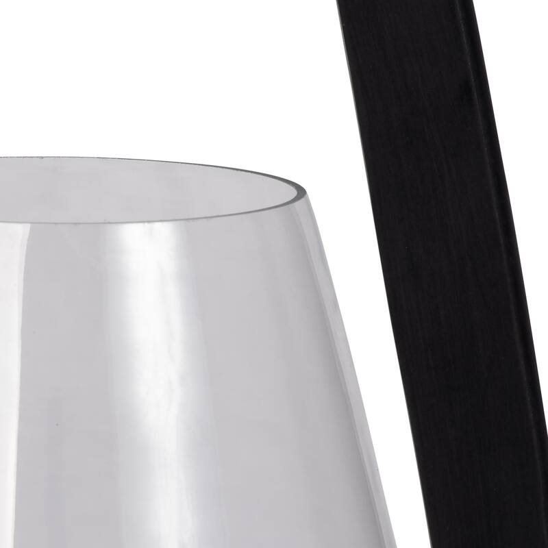 Glass Hurricane Lantern with Wood Handle - Black, 15 in. - 15.0"
