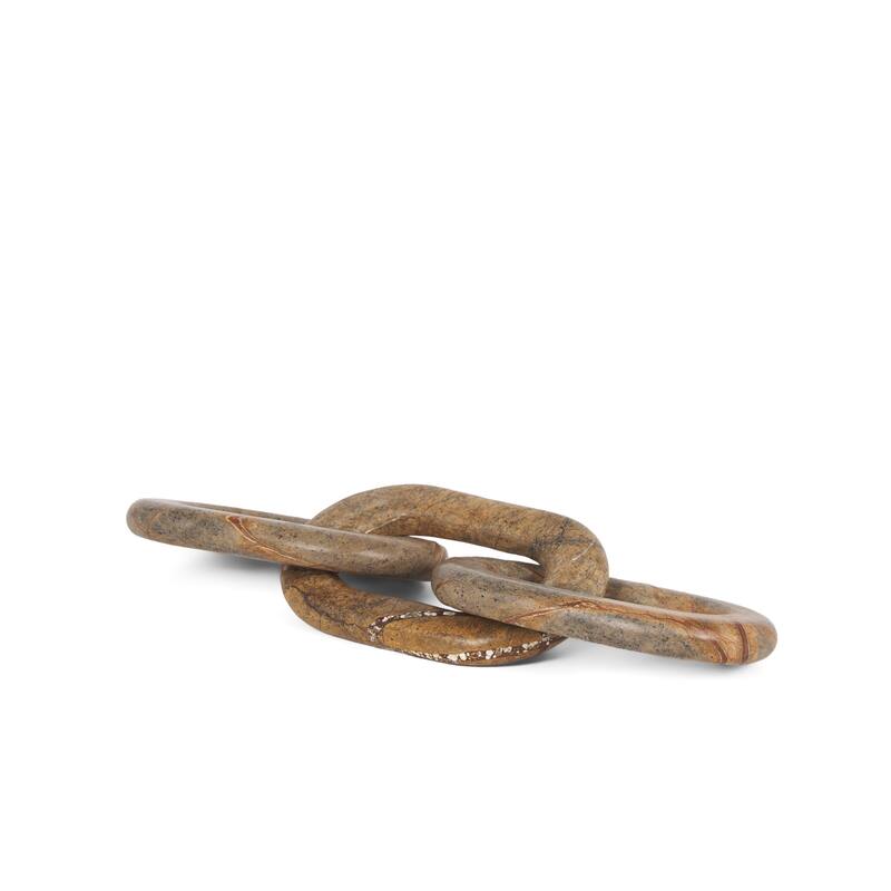 HomeRoots 14" Brown Marble Geometric Links Tabletop Sculpture - 14.00 in. x 0.94 in. x 4.00 in.