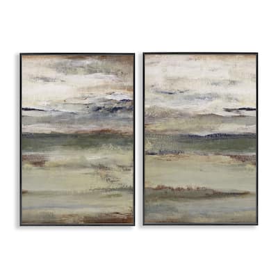 Stupell Earth's Layers Neutral Abstract Framed Giclee Art Design By Lanie Loreth (Set of 2)