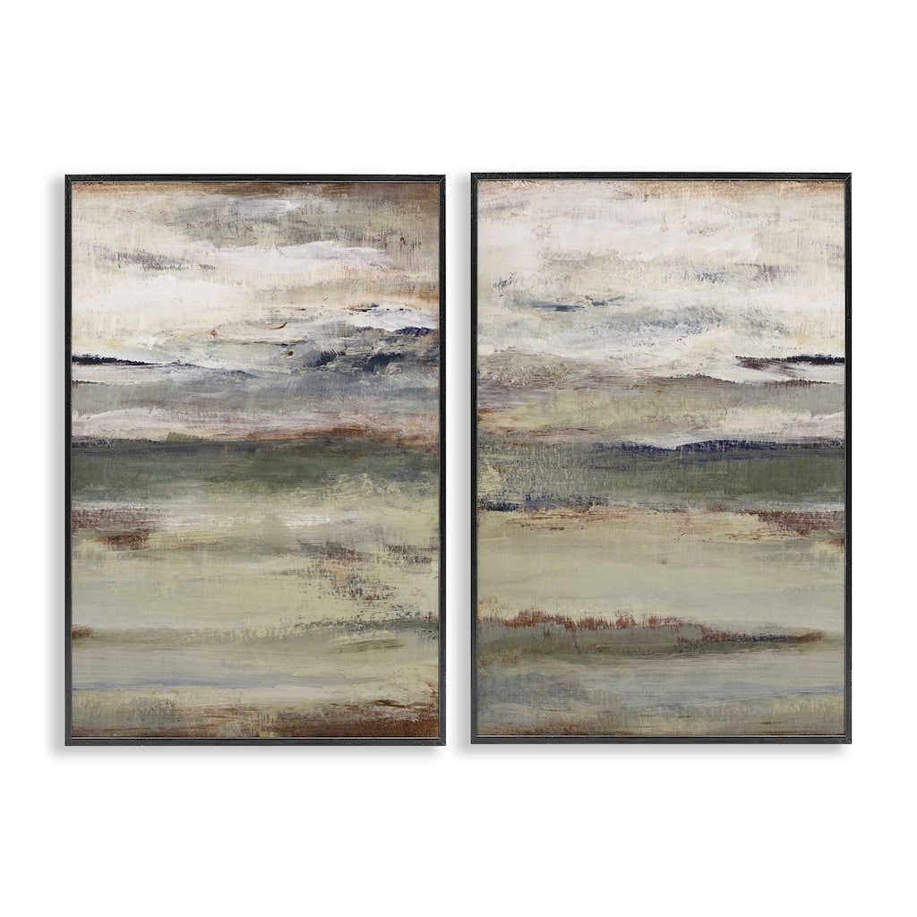 Stupell Earth's Layers Neutral Abstract Framed Giclee Art Design By Lanie Loreth (Set of 2)