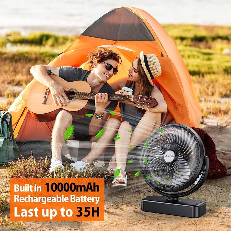 7 inch 10000mAh Battery Operated Camping LED Fan with Hanging Hook