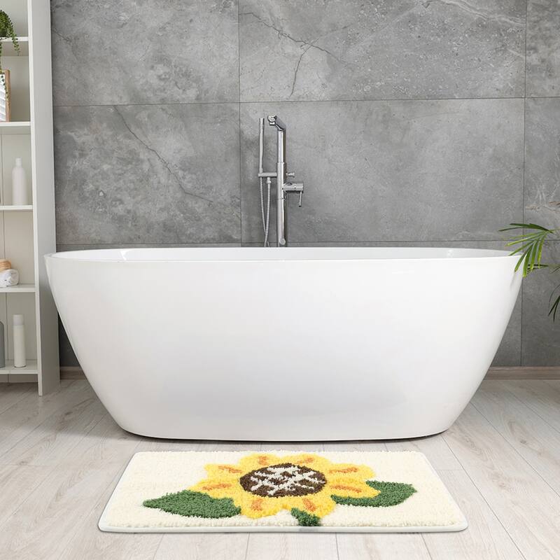 Bathroom Rug, Soft Sunflower Pattern Bath Mat for Bathroom No Slip and Absorbent Rugs Floor Mat