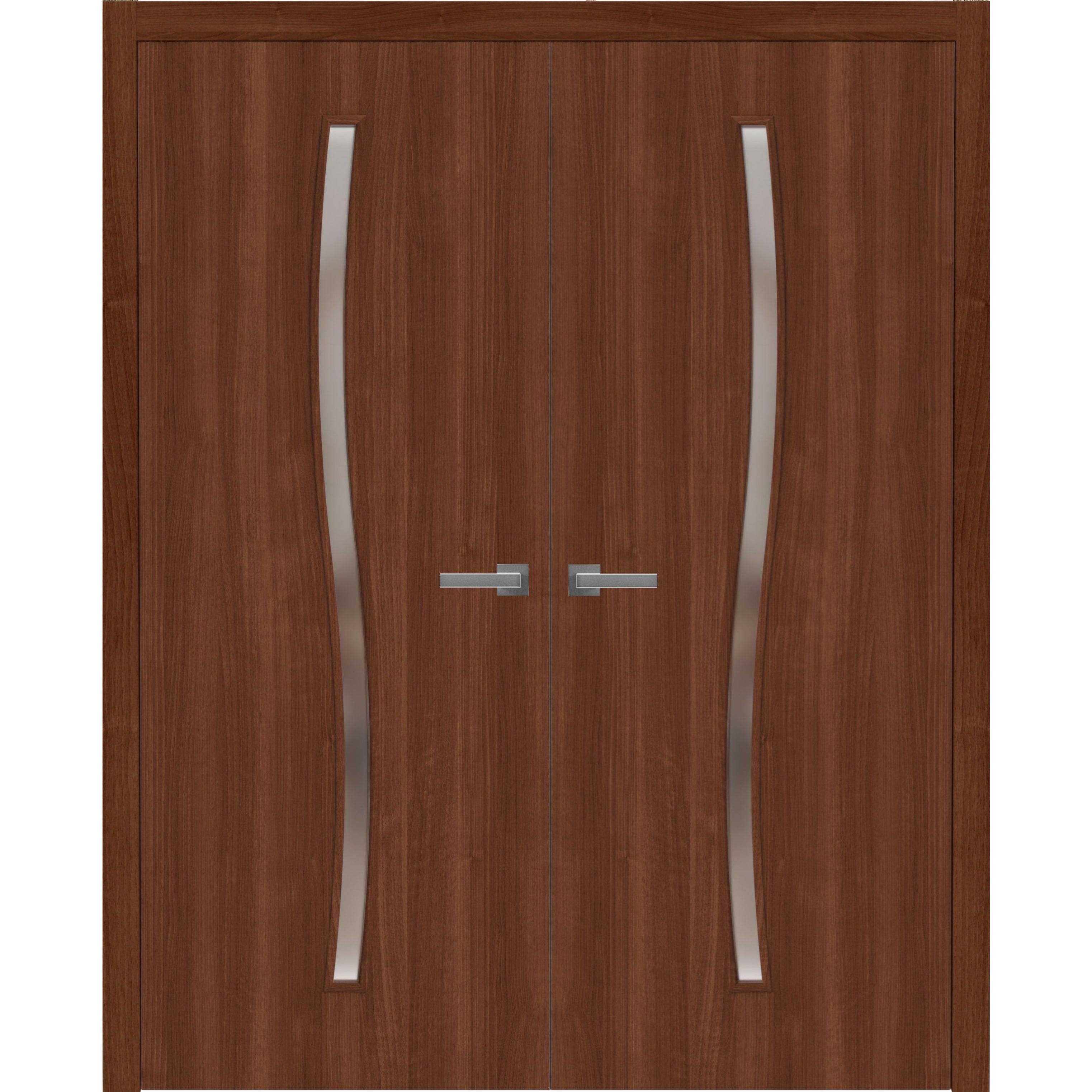 SartoDoors Basic 3002 | Interior French Doors Double French Door | Solid Wood | 36x80, Walnut Bedroom Door Bathroom Door