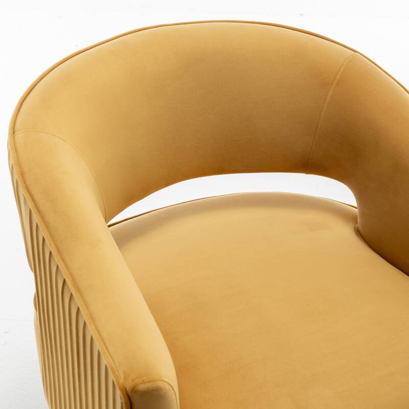 SEYNAR Modern Velvet Accent Arm Vanity Chair with Wingback and Gold Legs for Living Room