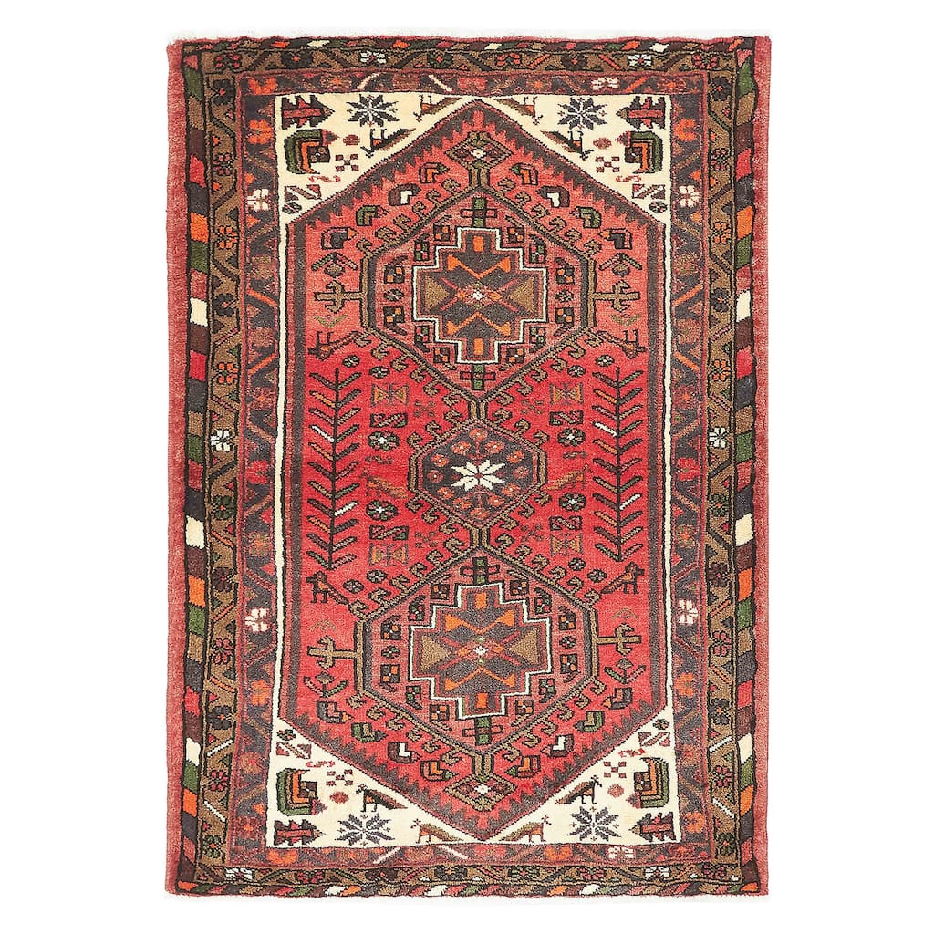 ECARPETGALLERY Hand-knotted Andelz Red Wool Rug - 3'3 x 4'9