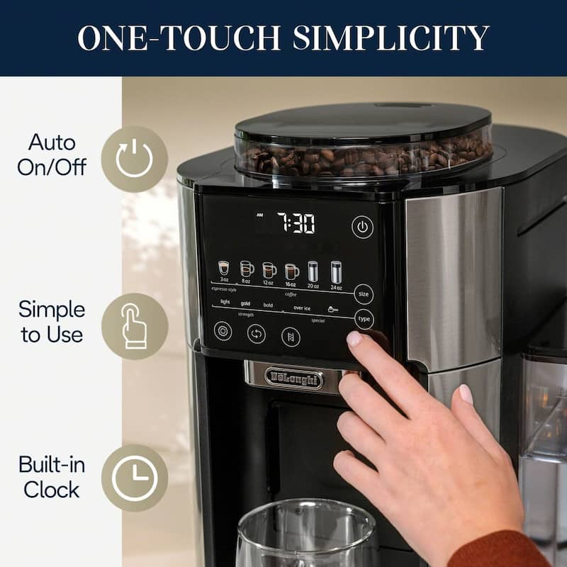 De'Longhi TrueBrew Automatic Single-Serve Drip Coffee Maker with Built-In Grinder and Bean Extract Technology