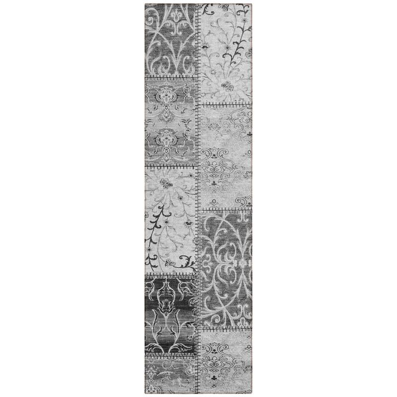 Machine Washable Indoor/ Outdoor Traditional Patchwork Chantille Rug