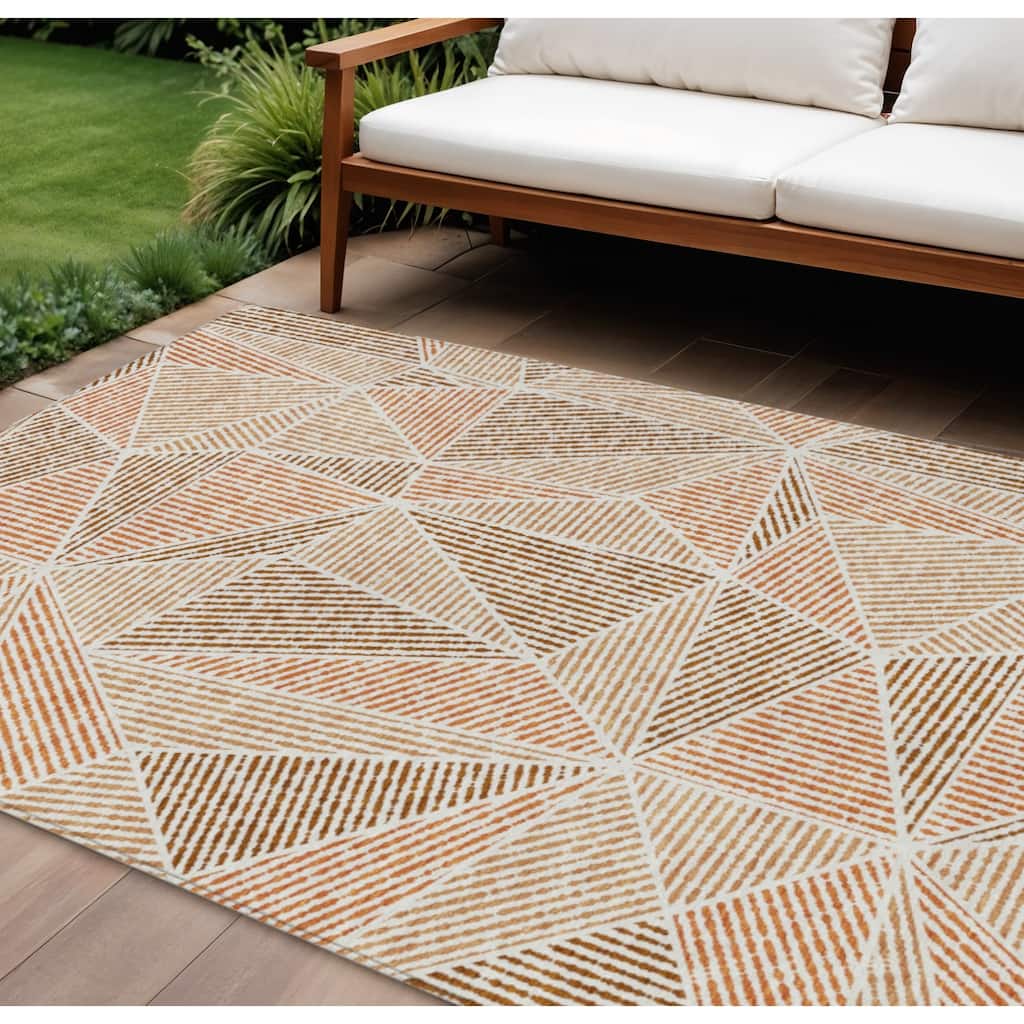 HomeRoots Geometric Transitional Rectangle Outdoor Rug