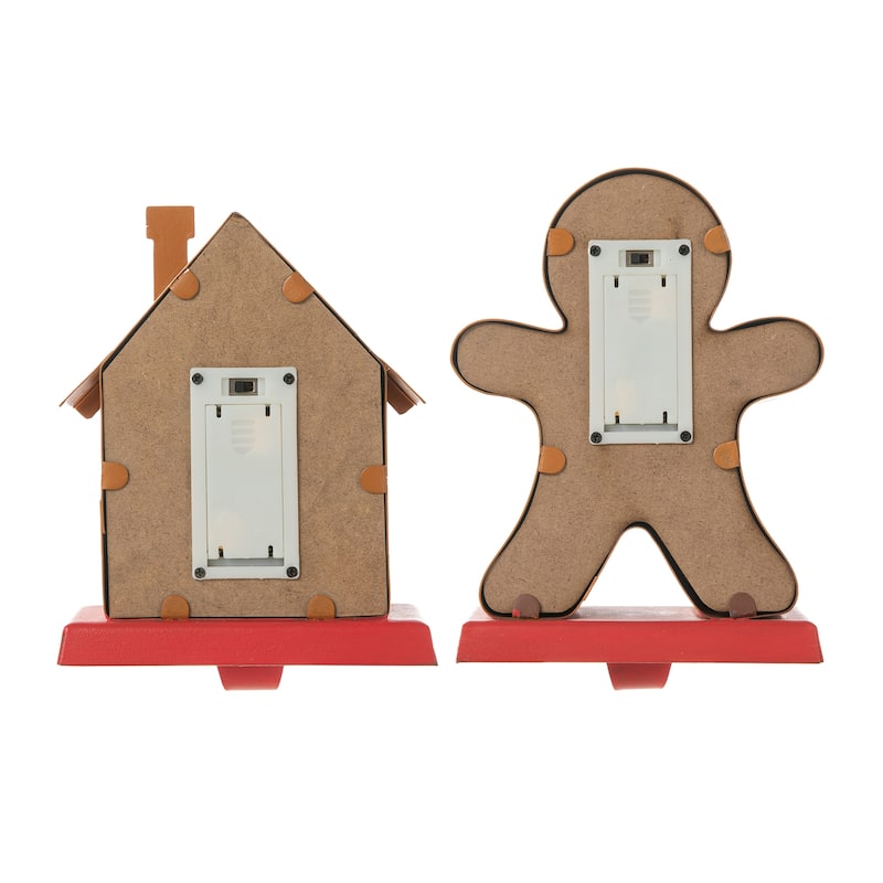 Glitzhome Christmas Marquee LED Star Snowman Tree Gingerbread Stocking Holders Mantel Ornament