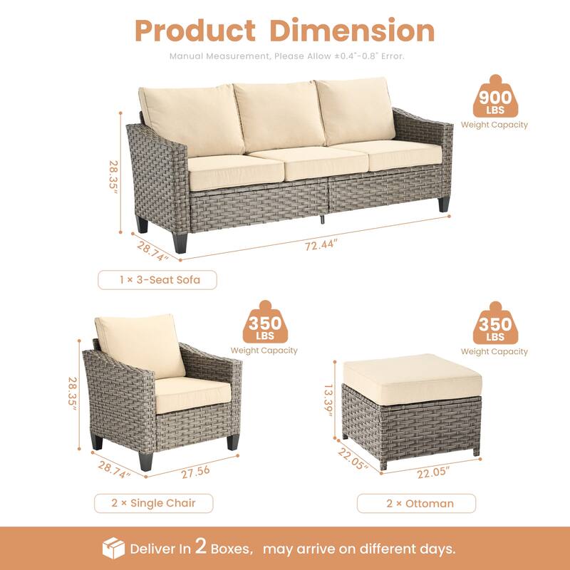 XIZZI Outdoor Patio Furniture Set with Fire Pit Table