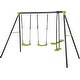 preview thumbnail 2 of 2, XNS008 Triple Children Metal Safe Swing Set, Outdoor Playground, Three Seat Swing, Black and Green, Age 3+ - Green