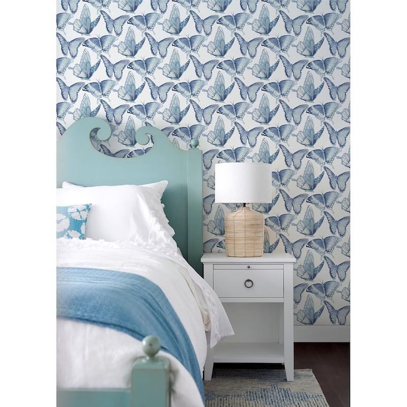 Henderson, Janetta Butterfly33' L X 20.5" W, Wallpaper Roll - Blue