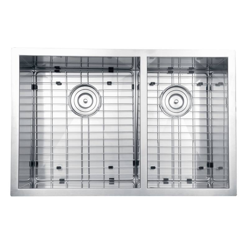 Ruvati 32-inch Undermount 60/40 Double Bowl Zero Radius 16 Gauge Stainless Steel Kitchen Sink - RVH7515 - 18″ x 18″ x 11″ x 18″